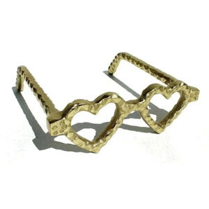 New Large Metal GOLD Heart Shaped Reading Glass Frames Figurine Home Decor